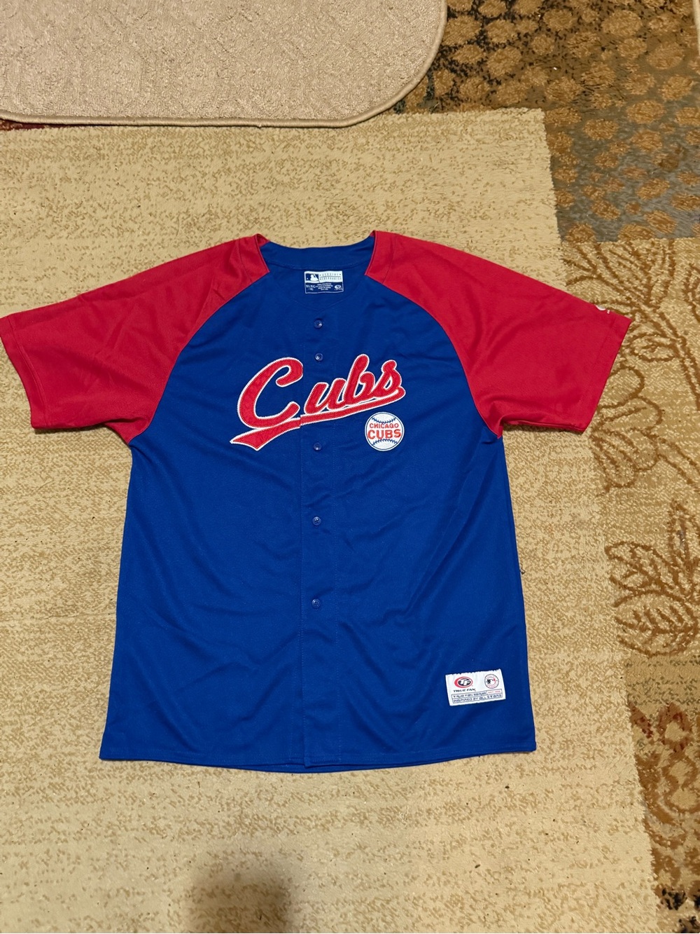 Chicago Cubs Men's Blue and Red Button-Front Jersey